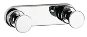 Sonia TECNO DOUBLE SMALL ROBE HOOK 110x30mm Wall Mounted, Brass & Zamak CHROME