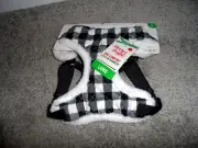Cute Merry & Bright size L black white checkered step in comfort dog harness NWT