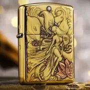 New Zippo oil Lighter Nine Tailed Fox Girl Gold with box