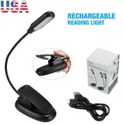 Mini LED Reading Book Light W/Flexible Clip USB Rechargeable Desk Table Lamp US