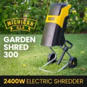 MICHIGAN 2400W Electric Garden Mulcher Shredder Portable Wood Chipper on Wheels