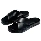 Italian Designer Summer Men PU Leather Slippers Slides Indoor Home House Outdoor