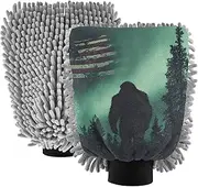 XYMZR Sasquatch Forest America Absorbent Microfiber Car Wash Mitt, Funny Cute Anime Scratch Free for Cars Cleaning, Home Cleaning Mitts, 2 Pack, 10.24” L x 7.09” W