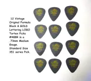 Dunlop PICKS Tortex .73mm guitar picks, 12 Picks VINTAGE BLACK & GOLD Lettering