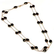 Solid 925 Sterling Silver Trendy Delicate Black onyx Chain Jewelry necklace