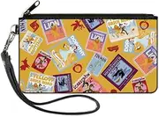 [Buckle-Down] Movies Wallet, Zip Clutch, The Wizard of Oz Vintage Picture Cards Scattered Yellow, Canvas, LARGE, Casual