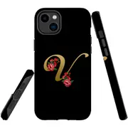 For iPhone 14 Plus Case Tough Protective Cover, Embellished Letter V