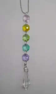 Handmade w/ Swarovski Crystal Pastel Rainbow Octagon & Clear Teardrop Suncatcher