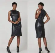 NWT Spanx 20393R Leather-Like Combo Fitted Sheath in Luxe Black Dress M