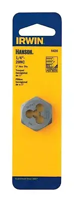 Irwin 9420ZR Hanson Carbon Steel Hexagon #14-20 Thread Machine Screw Die 1 in.