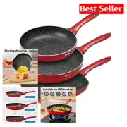 Durable 3-Piece Nonstick Frying Pan Set for Healthy Cooking - Induction Ready