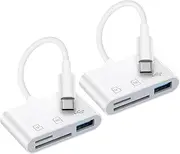 USB C iPhone 16 15 SD Card Reader, 2Pack USB C to Micro SD TF Memory Card Reader Camera Card Reader Adapter for iPhone 16e/16/16 Pro Max/16 Plus/15/15 Pro Max/15 Plus,iPad,Samsung S25 S24 S23 S22 S21