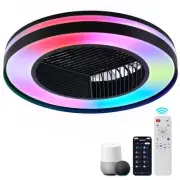 Smart Low Profle Ceiling Fans with RGB Lights Remote/APP/Voice Control, 20" B...