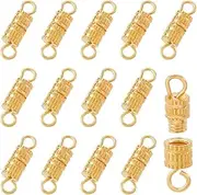 SUNNYCLUE 1 Box 100Pcs Barrel Screw Clasp Screw Jewellery Clasps Gold Small Alloy Column Fastener Cord End Double Loop Screw Type Connectors for Jewellery Making Charms Necklaces Supplies DIY Crafting