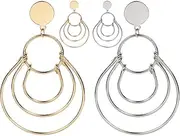 [KALLORY] Aesthetic Earrings 2 Pairs Earring Wax Stick for Hair Wigs French Pin Hollow Out Hoop Ear Studs Layer Hoops Drop Earings Ear Jewelries Woman Metal Alloy Earrings Trendy