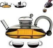 Innovessa Tea Pot, Innovessa Sereno Filtration Teapot Set, Sereno Filtration Teapot Set, Innovessa Sereno Teapot, Glass Teapot Innovessa, Tea Pot with Infusers for Loose Tea (Gray+2cups)