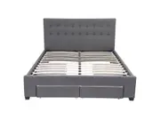 Queen Maria Fabric Bed Frame Base with Storage Drawer-Light Grey
