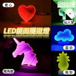 【歐比康】LED鏡面隧道燈 房間裝飾 氛圍感 鏡面小夜燈 裝飾夜燈 鏡面燈具 夜間照明氛圍燈 USB夜燈 床頭燈