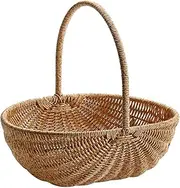 Qianly Handmade Picnic Basket Picnic Hamper for Fruits Bread Beach Outdoor Indoor Decor Practical Portable Organizer Multipurpose