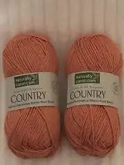 2 Naturally Caron Country Yarn * Merino Wool Blend * Coral Lipstick 185 yds 3 oz