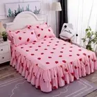 Home Bedroom Double Layers Bed Skirt Soft Bedsheet Bed Cover Skirt Non-slip