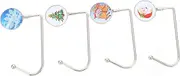 GOOHOCHY 4pcs Christmas Stocking Hook Multipurpose Hook Christmas Stocking Clips Holiday Stocking Holder Xmas Pendant Hanger Mantel Xmas Sock Hook Christmas Mantel Stocking Holders Iron