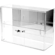 Plymor Acrylic Locking Case w/ Sliding Back, 1 Shelf (Mirrored) 16" x 22" x 8.5"