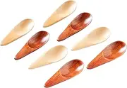 6 PCS Mini Wooden Spoons Set - 3 Dark Wood & 3 Light Wood Tiny Spoons for Spice Jars, Salt, Coffee, Tea, Condiments, Bath Salts, Honey, Charcuterie, Small Wooden Serving Spoons