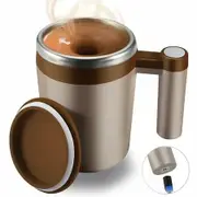 Self Stirring Mug,Rechargeable Auto Magnetic Coffee Mug with 2Pc Stir Bar,Waterproof Automatic Mixing Cup
