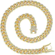 Miami Cuban Link Chain Necklace Bling CZ Diamonds Chain Iced Out