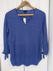 Talbots NWT Women's Size PS Petite Small Blouse Blue Linen