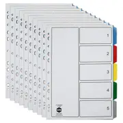 10x Marbig PP 5 Tab Coloured A4 Binder Divider/Indices Document Filing Organiser