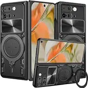 [Electro-weideworld] Case for Google Pixel 9 Pro Fold, Military Grade Shockproof Bumper Magnetic 360° Rotate Ring Kickstand Lens Slider Phone Case Cover for Google Pixel 9 Pro Fold