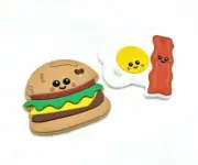 Baby Silicone Teether Chew Toy Hamburger And Egg & Bacon BPA Free