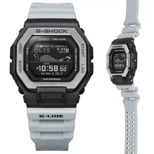 【CASIO 卡西歐】G-SHOCK 潮汐日光月相 LCD寬錶面智慧藍芽電子錶-銀灰(GBX-100TT-8 衝浪 運動錶)