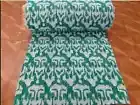 Unique Cotton Indian Kantha Quilt Hand Block Print Bedspread King Size Blanket