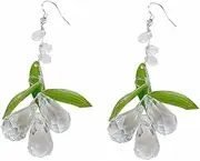 [RYEPOLNIX] Handmade Earrings Bamboo Leaves Water Drops Beaded Ear Hooks Summer Beach Sweet Cute Cool Girls Party Earrings/683
