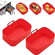 Silicone Air Fryer Liners - Rectangular Basket Accessories, Reusable Baking Tray for Airfryer, 2 Pieces