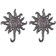 Set of 2 Sun Cast Iron Wall Hanger Hooks Rack,Vintage Rustic Decorative Wall ...