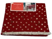 Opalhouse Christmas Table Runner Red With Gold Stars 72” X 14” NEW