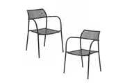 Raimon Furniture Set Of 2 Kara Antirust Treatment Metal Outdoor Dining Arm Chair Espresso