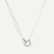 NIB Pohesia Paris SORRENTO Sterling Silver Double Ring Necklace