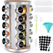 Spice Rack Organizer with Jars for Cabinet (20Pcs) Stainless Steel