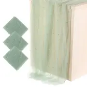 3Pcs Light Green Table Runner 63 x 120 Inch Pearl Table Cloth Wedding Decor