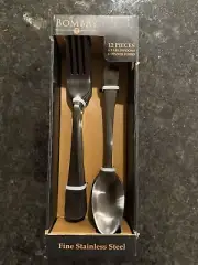 Bombay Geneva 12 pc Fine Stainless Steel Flatware Set 6 Tablespoons 6 Fork New