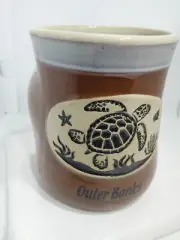 OBX COFFEE MUG. OUTER BANKS NC MUG. TURTLE SEASHELL POTTERY 3D MUG. B343