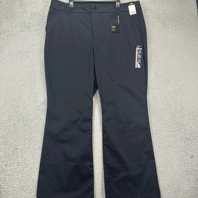 Lee Womens Bootcut Pants 20W Plus Medium Black Mid-Rise Flat Front Stretch NEW
