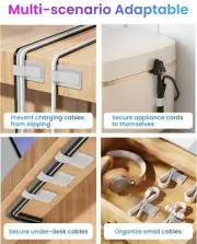 10 pcs Grey Hook and Loop Cable Ties, Self Adhesive Hook and Loop Cable Straps