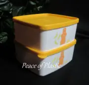 Tupperware New Set 2 Square Round Freeze It Cup Lunch Snack Containers Monkey