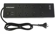 ULTRACHARGE Power Board 8 WayAC with 2x USB with Illuminated Switch 240Vac Black